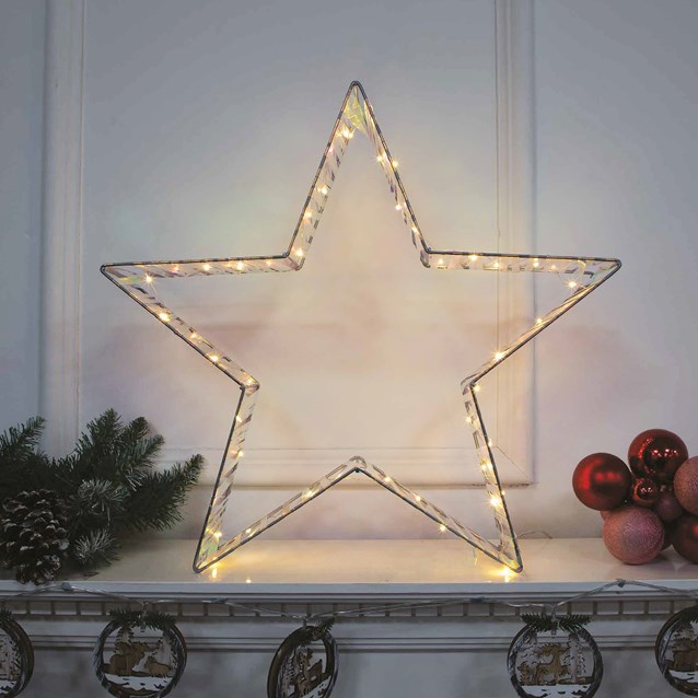 50cm  Iridescent Film Metal Frame Star  Deco Light 50cm  Iridescent Film Metal Frame Star  Deco Light