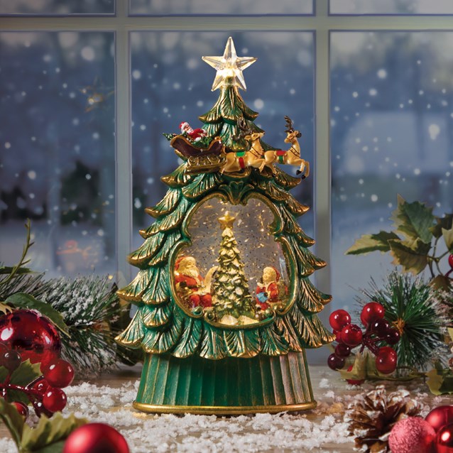 Lightup Glowing Snow Globe Christmas Tree W/Santa Lightup Glowing Snow Globe Christmas Tree W/Santa