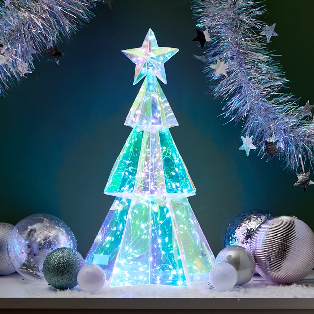 Three-Tier  Iridescent Hexagonal Christmas Tree Three-Tier  Iridescent Hexagonal Christmas Tree