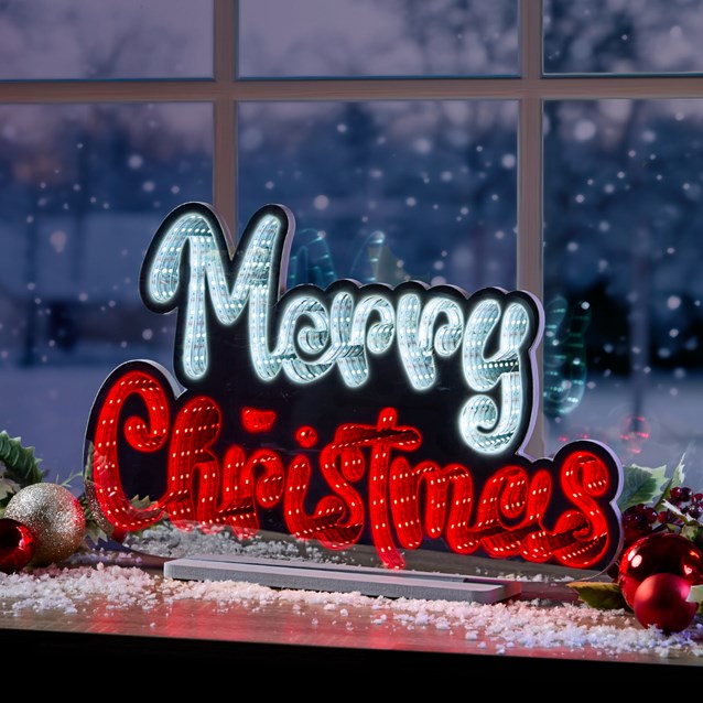 Festive Infinity Merry Christmas LED Mirror Light Festive Infinity Merry Christmas LED Mirror Light