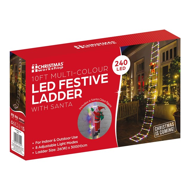 10 FT Christmas Ladder Lights with Santa Claus 10 FT Christmas Ladder Lights with Santa Claus