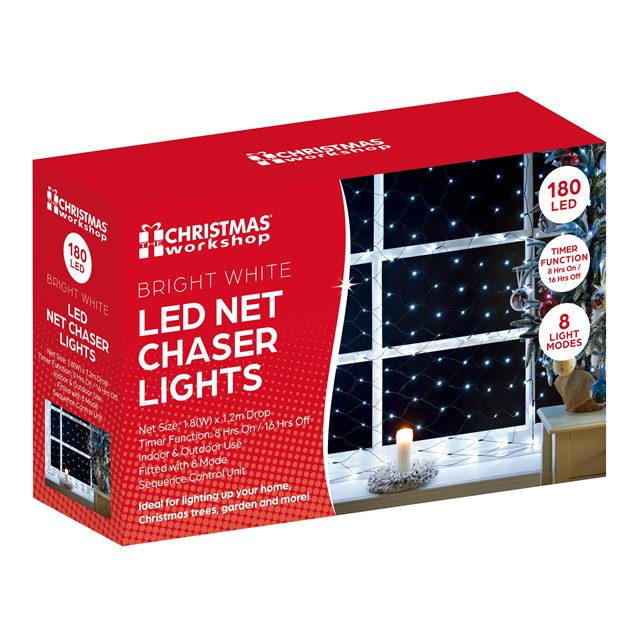 180 LED Net Chaser Lights - White