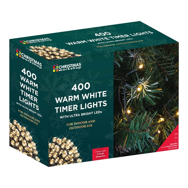 400 LED Battery Operated Timer Lights - Warm White 400 LED Battery Operated Timer Lights - Warm White