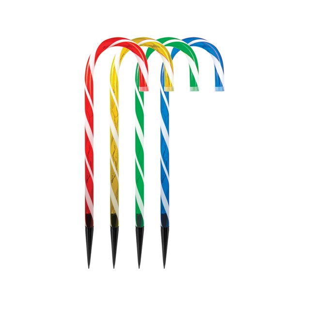 4PC 40LED Candy Cane Stick Stake Lights - Colour 4PC 40LED Candy Cane Stick Stake Lights - Colour