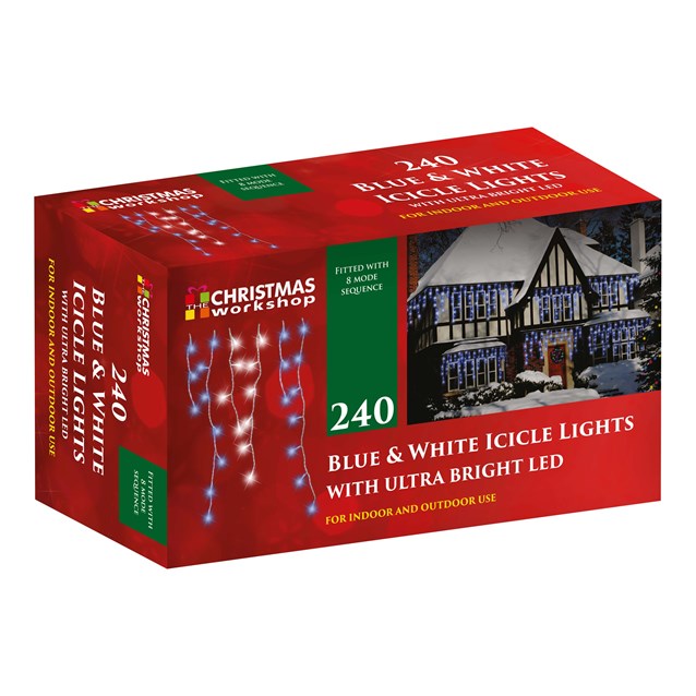 240 LED Icicle Chaser Lights - Blue & White 240 LED Icicle Chaser Lights - Blue & White