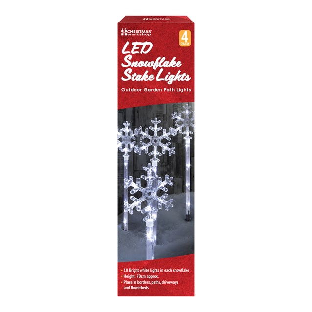 4PC 40LED Snowflake Stake Light - White 4PC 40LED Snowflake Stake Light - White