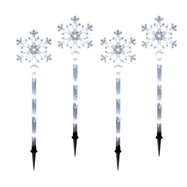 4PC 40LED Snowflake Stake Light - White 4PC 40LED Snowflake Stake Light - White