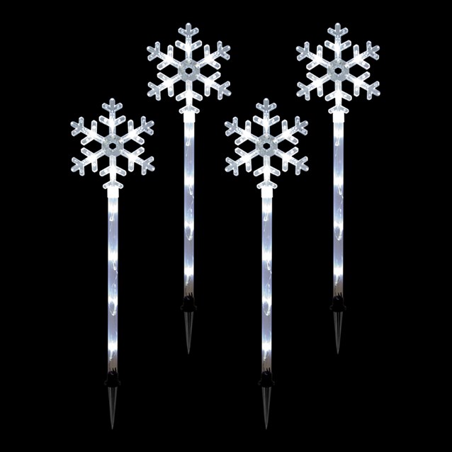 4PC 40LED Snowflake Stake Light - White 4PC 40LED Snowflake Stake Light - White