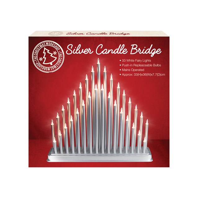 33 Warm White LED Fairy Light Silver Candle Bridge 33 Warm White LED Fairy Light Silver Candle Bridge