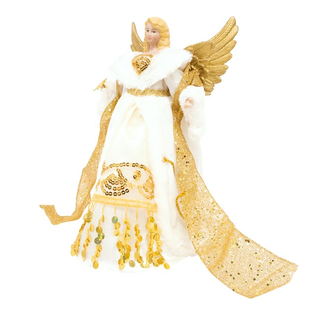 12" Gold & Cream Tree Top Angel 12" Gold & Cream Tree Top Angel