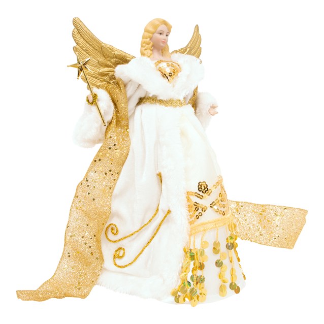 12" Gold & Cream Tree Top Angel 12" Gold & Cream Tree Top Angel