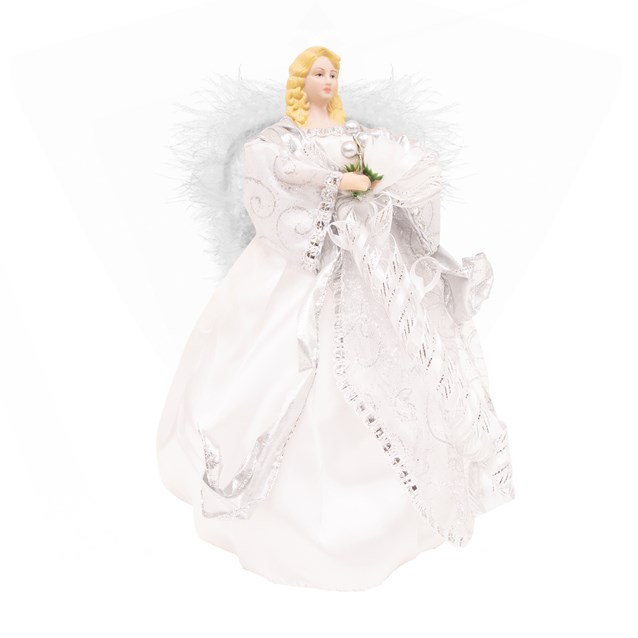 12" White & Silver Tree Top Angel 12" White & Silver Tree Top Angel