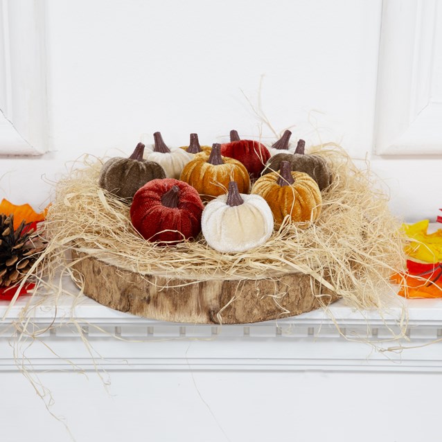 10PC Velvet Pumpkin Décor - Assorted Colours 10PC Velvet Pumpkin Décor - Assorted Colours