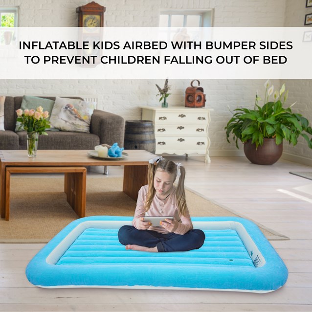 Flocked Kids Airbed - Blue Flocked Kids Airbed - Blue