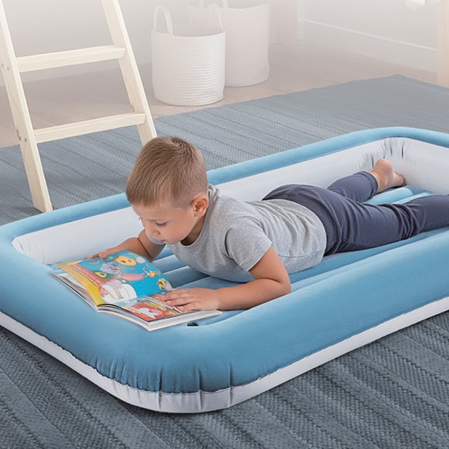 Flocked Kids Airbed - Pastel Blue Flocked Kids Airbed - Pastel Blue