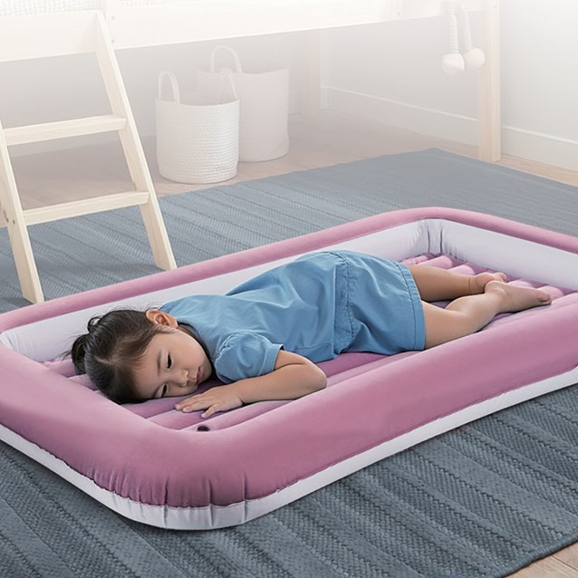 Flocked Kids Airbed - Pastel Pink Flocked Kids Airbed - Pastel Pink
