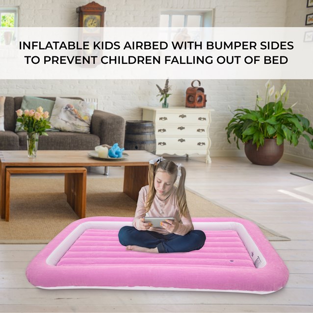 Flocked Kids Airbed - Pink Flocked Kids Airbed - Pink