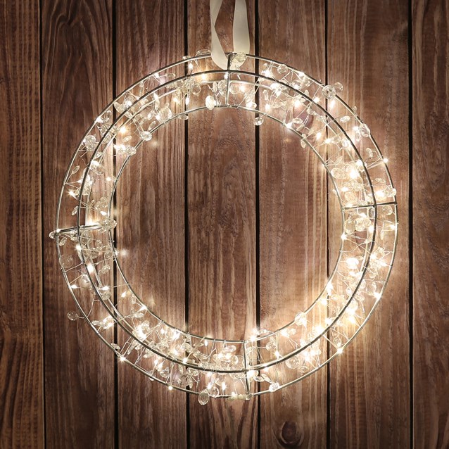 B/O 38CM 100LED Warm White Circle Wreath W/Gems B/O 38CM 100LED Warm White Circle Wreath W/Gems