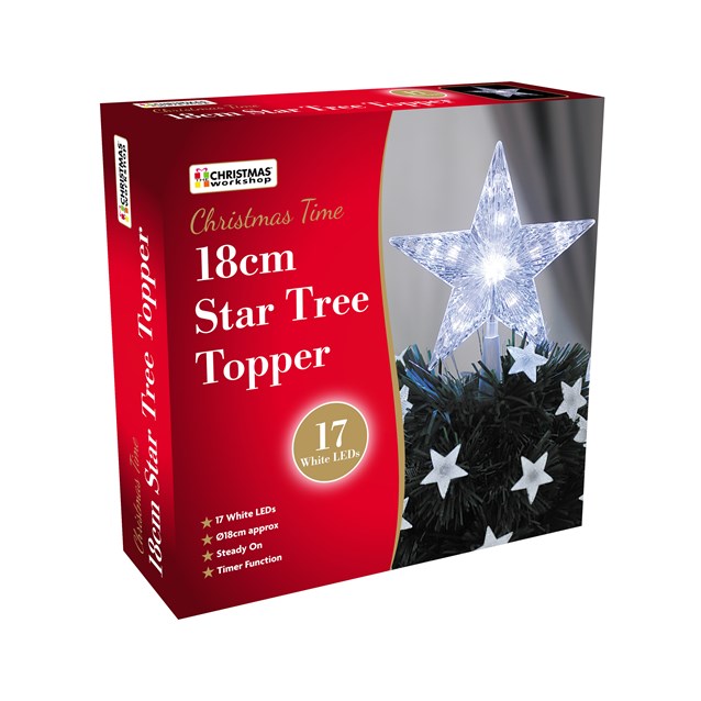 18cm White LED Star Tree Topper 18cm White LED Star Tree Topper