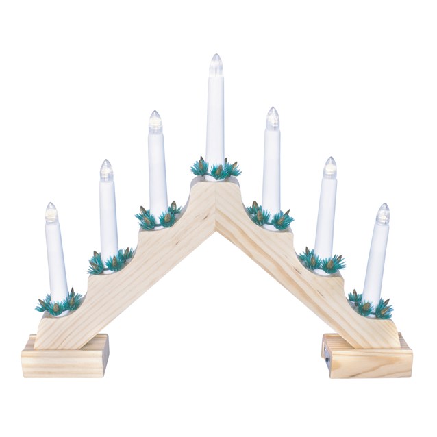B/O LED Wooden Candle Bridge- Pine B/O LED Wooden Candle Bridge- Pine