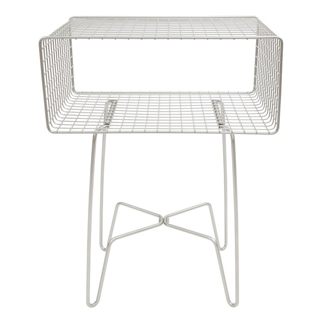 2 Tier Wire Side Table with hairpin legs, Satin 2 Tier Wire Side Table with hairpin legs, Satin