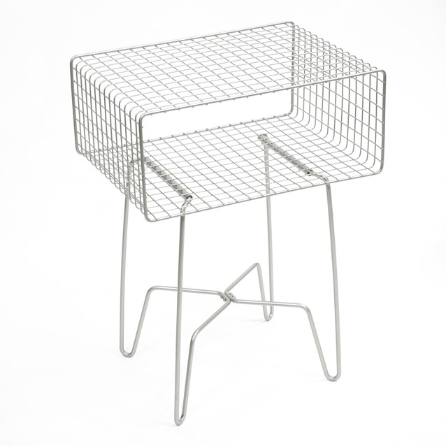 2 Tier Wire Side Table with hairpin legs, Satin 2 Tier Wire Side Table with hairpin legs, Satin
