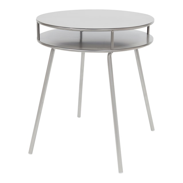 2 Tier Round Metal Side Table, Satin 2 Tier Round Metal Side Table, Satin