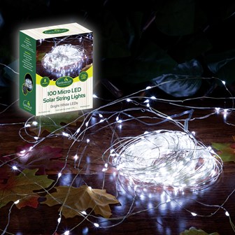 100 LED Micro Solar String Light -Bright White