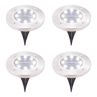 4PK S/S Solar Ground Light-Bright White
