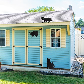 Set of 3 Black Scarer  Metal Garden Stake Cat