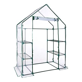 Walk In PVC Plastic Garden Greenhouse W/ 4 Shelves