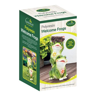 Cute couple Frog with Welcome Sign Garden Ornament