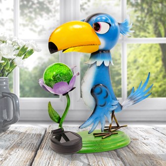 Metal Toucan with Solar LED Light