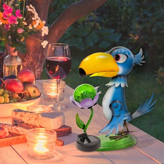 Metal Toucan with Solar LED Light