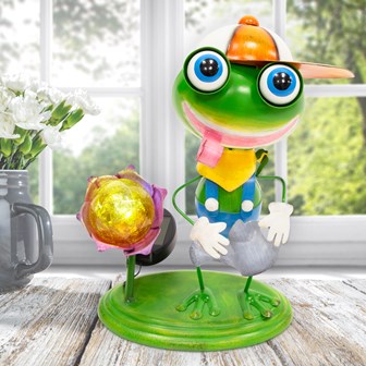 Metal Frog With Solar Light