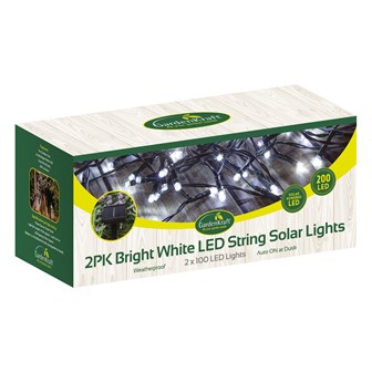 2PK - 100 LED Solar String Lights - Bright White