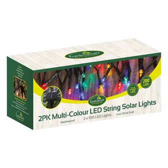 2PK - 100 LED Solar String Lights - Multicolour