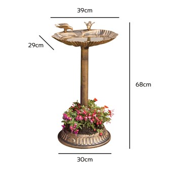 Clam Shell Bird Bath with Built-in Base Planter