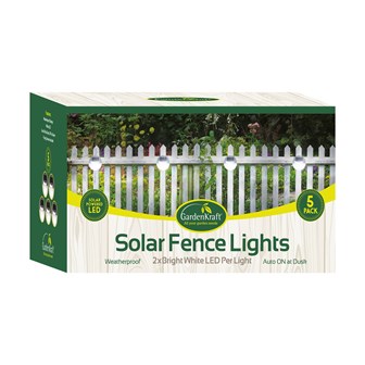 5PK Solar LED Fence Light - Silver