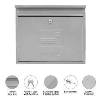 Elegance Wall Galvanised Steel Mail Box-Silver