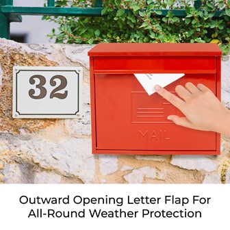 Elegance Wall Galvanised Steel Mail Box-Red