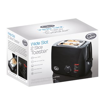 2 Slice Wide Slot Toaster - Black
