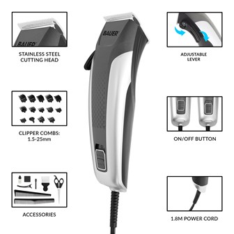 Bauer Hair Clipper Set with Travel Bag