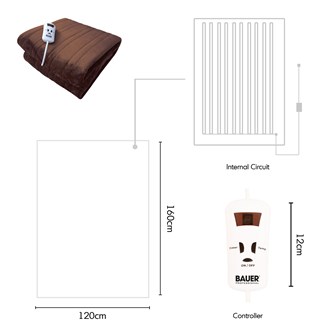 Bauer Luxury Soft Touch Heated Throw- Brown