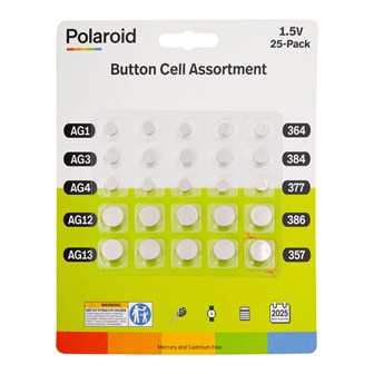 25PK Polaroid Alkaline Button Cell Battery