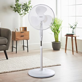 16" Round Base Fan - White