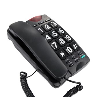 Jumbo Button Telephone & LED Light  - Black