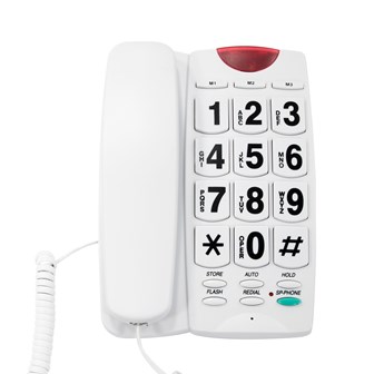 Jumbo Button Telephone & LED Light  - White