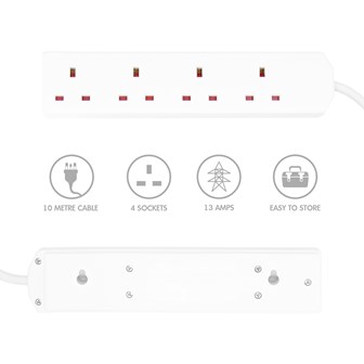 4 Way 10M Extension Lead - 13A