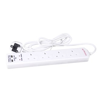 4 Way 2M Surge Protected Ext Lead With 2 USB 2.4A